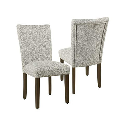 HomePop Parsons Classic Upholstered Accent Dining Chair, Set of 2, Gray and Cream - color: Grey Floral Tree Pattern, style: Pack of 2
