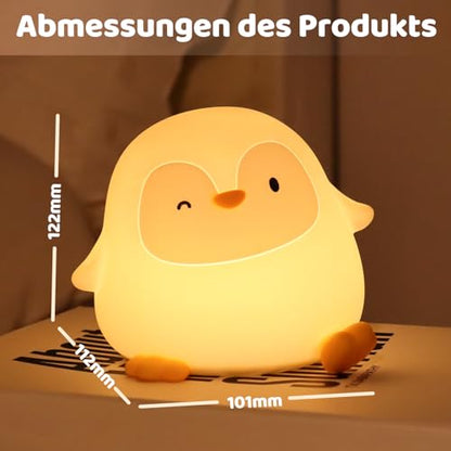 Rytinazzz Silicone Night Light for Kids, 50H Long Battery Penguin Lamp, Gift for Kids, Rechargeable Tap Control, Soft Dimmable Bedside Light with Timer - color: Penguin