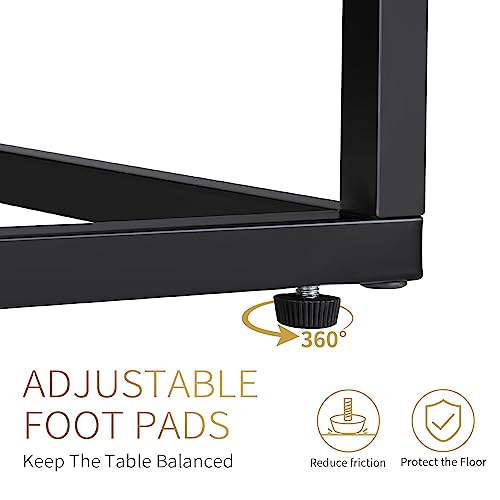 C Shaped Side Table Set of 2, Marble End Table for Sofa and Bed, Couch Table That Slide Under, Snack Side Table for Living Room, Bedroom or Small Spaces, White and Black - color: Black
