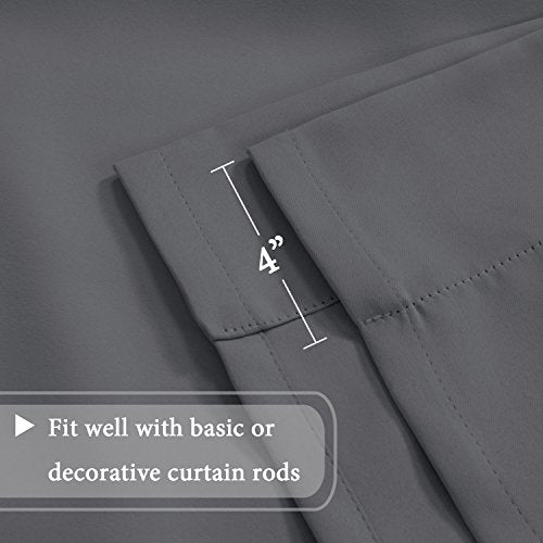 H.VERSAILTEX Blackout Curtain for Windows - Tie Up Curtains and Valances Set Roman Balloon Blind Rod Pocket Short Curtain for Kitchen/Bathroom/Bay Bluish Gray 42W x 63L (Set of 1 Panel) - color: Bluish Gray