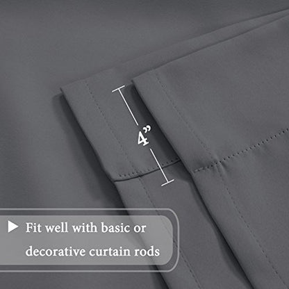 H.VERSAILTEX Blackout Curtain for Windows - Tie Up Curtains and Valances Set Roman Balloon Blind Rod Pocket Short Curtain for Kitchen/Bathroom/Bay Bluish Gray 42W x 63L (Set of 1 Panel) - color: Bluish Gray