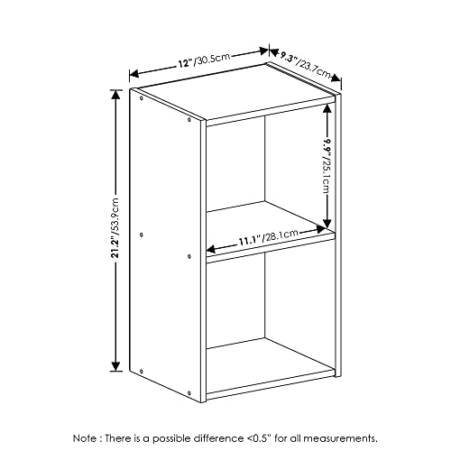 Furinno PASIR Book Shelf, 2-Tier Modern Bookshelf, Open Shelves Bookcase 9 x 12 x 21, Easy Assembly, for Living Room, Bedroom, Home Office, Blackwood - color: Blackwood, size: 2-Tier Cube