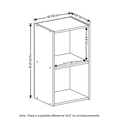 Furinno PASIR Book Shelf, 2-Tier Modern Bookshelf, Open Shelves Bookcase 9 x 12 x 21, Easy Assembly, for Living Room, Bedroom, Home Office, Blackwood - color: Blackwood, size: 2-Tier Cube