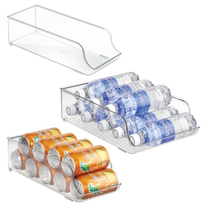 iDesign Water Bottle Organizer and Soda Can Dispenser for Refrigerator or Pantry - Set of 3 - Clear - style: Combo Pack of 3