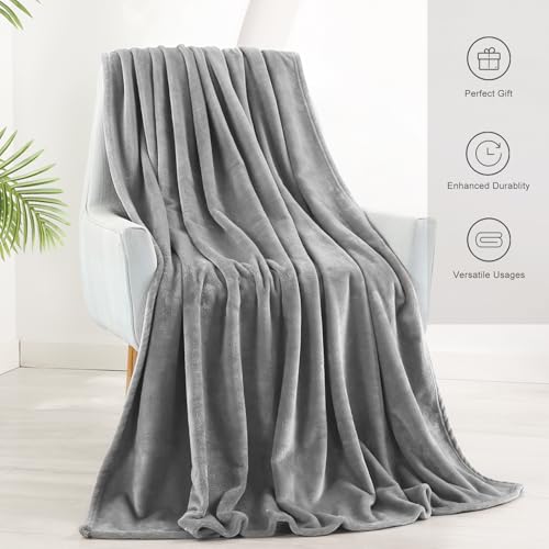 TASTHROW Lightgrey Throw Blanket 50x60 Inches | Soft Plush Cozy Fleece Flannel Throw Blanket, Lightweight Warm Throws for Bed, Couch, Bedroom and Living Room, All Seasons - color: Lightgrey, size: 50"x60"