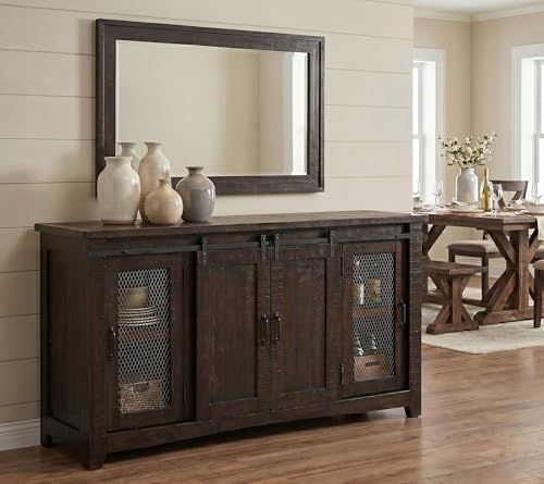 Martin Svensson Home Rustic 65" Wood Entertainment Center, Espresso | Solid Pine, TV Stand, Sliding Doors, Adjustable Shelves & Cable Management, for TVs up to 70" - color: Espresso