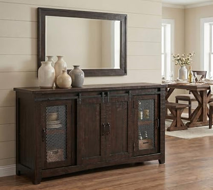 Martin Svensson Home Rustic 65" Wood Entertainment Center, Espresso | Solid Pine, TV Stand, Sliding Doors, Adjustable Shelves & Cable Management, for TVs up to 70" - color: Espresso