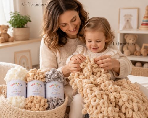 Super Soft Loop Yarn for Finger Knit, 3 Pack of 7.05oz/19.5yds Each, Chunky Blanket Yarn for Hand Knitting, #7 Jumbo Chenille Yarn, Fluffy Baby Blanket Yarn for Crochet Amigurumi (3 Sprouts) - color: 3 Sprouts