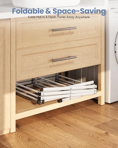 Oversize 3-Tier Clothes Drying Rack, No Install, White | Expandable Design, Non-slip feet, Tool-free Setup, Rust Prevention, Sturdy Construction, 14.9" D x 29.3" W, Holds 24lbs - color: White