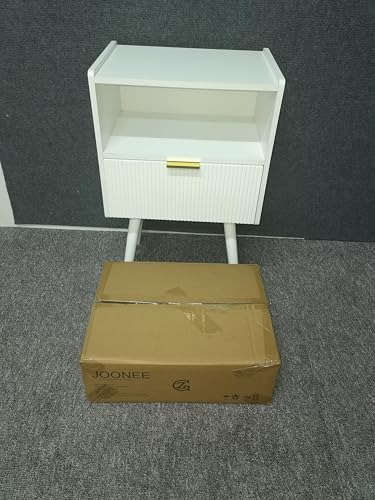 White Nightstand,Modern Bedside Table with Storage Drawer and Open Wood Shelf, for Living Room, Bedroom and Small Spaces, Accent Night Stand with Solid Wood Legs, Easy Assembly,Classic White - color: White