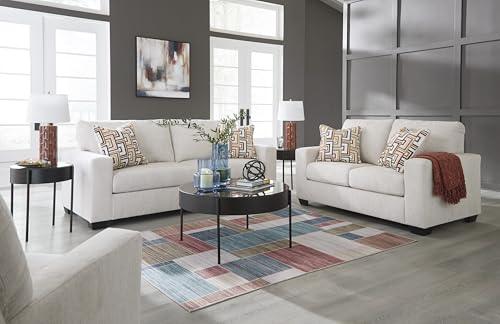 Signature Design by Ashley Aviemore Chenille Loveseat Sofa - Stone Beige | Stone beige loveseat, Textured polyester chenille, Sag-resistant platform foundation, 62 in profile, No assembly required - color: Stone, style: Loveseat