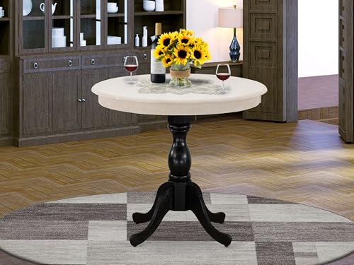East West Furniture AMT-ACB-TP Antique Dining Room Table - a Round Kitchen Table Top with Pedestal Base, 36x36 Inch, Multi-Color - color: Amt-acb-tp