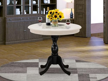 East West Furniture AMT-ACB-TP Antique Dining Room Table - a Round Kitchen Table Top with Pedestal Base, 36x36 Inch, Multi-Color - color: Amt-acb-tp