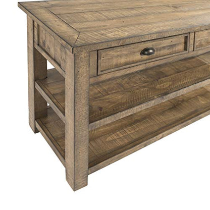 Martin Svensson Home Monterey Solid Wood Sofa Console Table, Natural | Farmhouse Style, Pine Wood, Two Drawers, Two Open Shelves for Storage - color: Reclaimed Natural