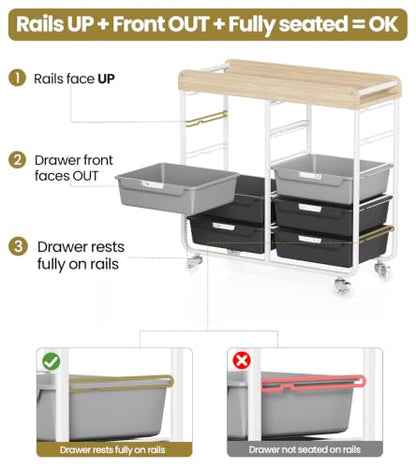 10 Drawer Rolling Storage Cart with Wood Top for Classroom Crafts Grey | Easy Setup, Large Capacity, Sturdy Build, Lockable Mobility, For office, classroom and home supplies - color: Grey