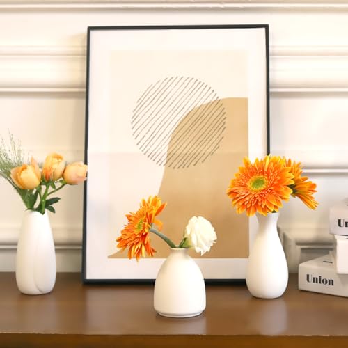 10pc Ceramic Bud Vases Set - White Small Flower Ceramic Vases | 2-3 Inch Mini Vases Boho & Modern Ceramic Vase Set for Table Décor, Wedding, Cute Vase Home Decor