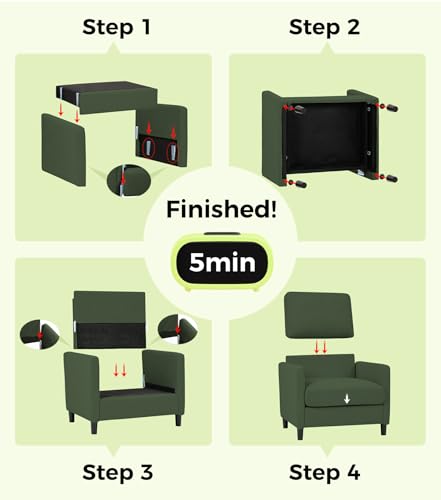 Welzona Sofa Accent Chair, 33" Reading Chair, Comfy Teddy Arm Chairs | Comfy Teddy Fabric, Tool-free Setup, Washable Covers, All-wood Couch Chairs for Living Room, Bedroom, Reading Nook, Green - color: Green, size: Standard
