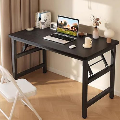31.5 Inch Folding Table，Square Folding Desks for Small Space,Small Foldable Desk No Assembly,Black. - color: Frame：black/Board：black, size: 31.5" x 19.7"