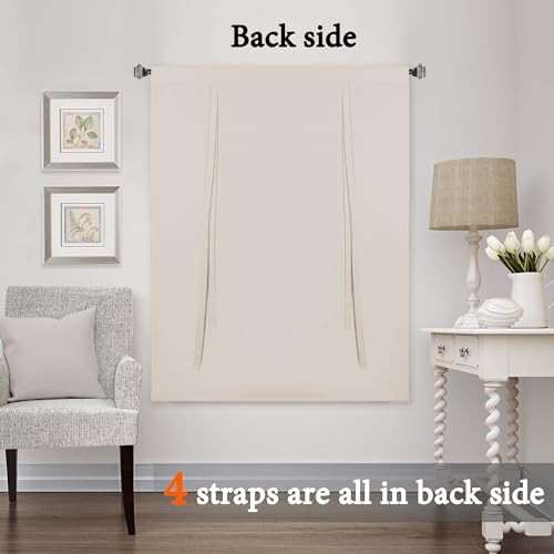 H.VERSAILTEX Blackout Tie Up Curtain Thermal Insulated Curtains Bathroom Curtain Ivory Tie Up Shade for Small Window (Rod Pocket Panel, 42 inches W x 63 inches L, Set of 1) - color: Ivory