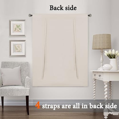H.VERSAILTEX Blackout Tie Up Curtain Thermal Insulated Curtains Bathroom Curtain Ivory Tie Up Shade for Small Window (Rod Pocket Panel, 42 inches W x 63 inches L, Set of 1) - color: Ivory
