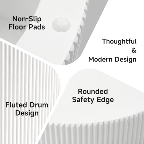 Nesting Round Coffee Table Set of 2 White No Assembly | Nesting Drum Tables, Modern End Table with Vertical Fluted Design Coffee Tables for Living Room, Office, Bedroom - color: White