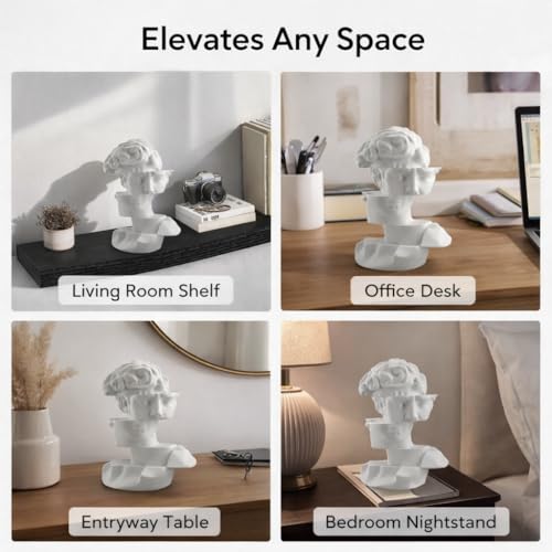 Bookshelf Decor Statue - Abstract Fragmented Bust Sculpture Aesthetic, Modern Greek David Head Art for Living Room, Office, Coffee Table, Desk & Shelf Home Decoration