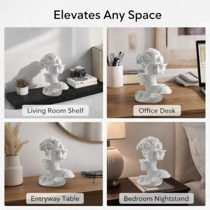 Bookshelf Decor Statue - Abstract Fragmented Bust Sculpture Aesthetic, Modern Greek David Head Art for Living Room, Office, Coffee Table, Desk & Shelf Home Decoration