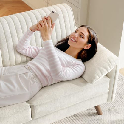 64.5" Loveseat Sofa, Chenille Loveseat Couch for Living Room, Beige | 23.2" Deep Seat Love seat with Padded Arms, Comfy Modern Small Couches for Bedroom, Small Spaces, Dorms, Office, Apartment - color: Beige