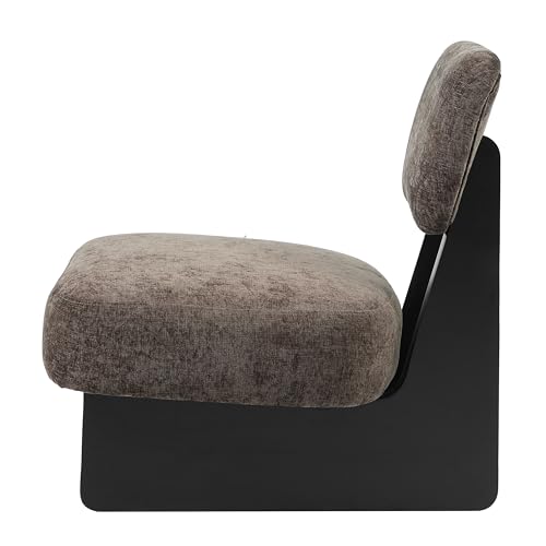 Christopher Knight Home Mores Low Profile Accent Chair Set of 2, Modern Living Room Armless Lounge Chair, Fabric Comfy Reading Chair for Bedroom, Wooden Frame and Thick Padded Seat, Black+Dark Brown - color: Black+dark Brown