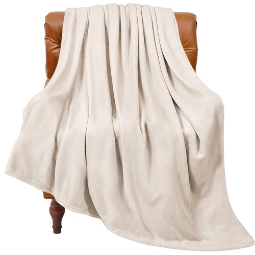 BEDELITE Fleece Blanket Soft Plush Throw for Couch Beige 50"x60" | Ultra Soft Fleece, Plush Microfiber, Lightweight Warmth, All Season Comfort, Fade Resistant, Machine Washable, Couch Sofa Bed - color: Beige, size: Throw(50"x60")