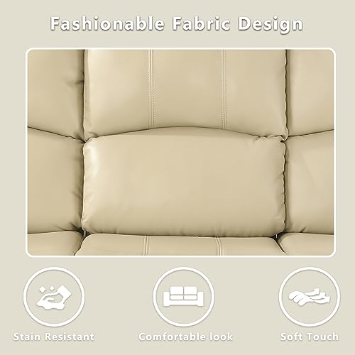 A Ainehome Living Room Furniture Set Leather Recliner Sofa Set Loveseat Chair Furniture Sofa Set for Living Room/Small Space/Rv/House/Office/Theater Seating (A-Beige Leather, Sofa+Loveseat) - color: A-beige Leather, size: Sofa+Loveseat