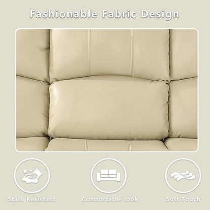 A Ainehome Living Room Furniture Set Leather Recliner Sofa Set Loveseat Chair Furniture Sofa Set for Living Room/Small Space/Rv/House/Office/Theater Seating (A-Beige Leather, Sofa+Loveseat) - color: A-beige Leather, size: Sofa+Loveseat