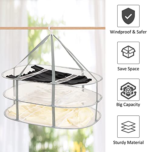 3-Tier Folding Mesh Clothes Hanging Dryer, Sweater Drying Rack, Large Laundry Drying Rack, Lay fold Flat Dry Hanger, Mesh Clothes Hanging Dryer - XL(3Tier) - size: XL(3Tier)