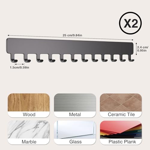 Self-Adhesive Necklace Holder, Wall Mounted Jewelry Organizer for Necklaces, Earrings, Rings & Bracelets, No Drilling, Space-Saving, 2 Pack, Black - color: Black, size: 9.84 inch
