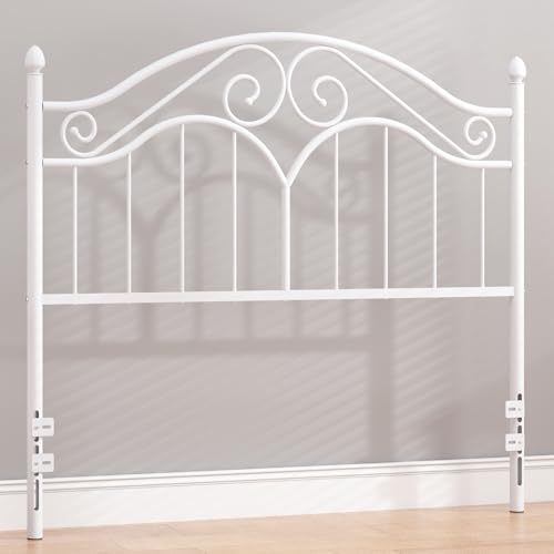 Headboard for Full Size Bed Frame Vintage Platform Bed Metal Headboard Only | Height Adjustable,Sturdy and Stable,Easy Assembly,White - color: White, size: Full