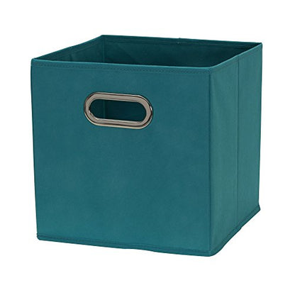 Household Essentials 83-1 Foldable Fabric Storage Bins | Set of 6 Cubby Cubes with Handles | Aqua (Pack of 6) - color: Teal, size: 11” L x 11” W x 11” H (Pack of 6)