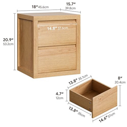 Nightstand with 2 Drawers, Modern Bedside Table with Handless Design, Wood End Table with Thickened Design, Night Stand for Bedroom, Oak - color: Oak
