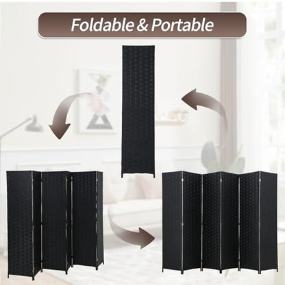 Meet Perfect 6-Panel Room Divider, 6 FT Tall x 107" Wide Folding Privacy Screen, Freestanding Room Partition for Bedroom, Apartment, Kids, Kitchen, Home Office – Black - color: Black, size: 6 panel