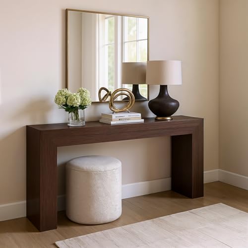 Plank+Beam Grand Console Table, 66 Inch, Walnut Wirebrush | Perfectly Balanced Design, Non-Toxic Finishes, Hassle-Free Setup, Easy Assembly, Solid Wood - color: Walnut Wirebrush, size: 66 Inch without Shelf