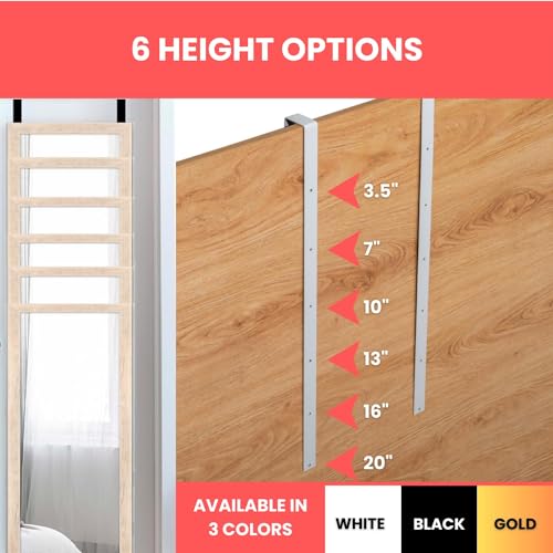 [XL 튼튼함] 50.8cm(20인치) 화이트 오버 더도어 미러 행거 세트 (엑스트라 와이드) 모든 뱅잉 접착제 + 흡착 컵 패드 및 내부 보호 패딩 포함(이미 적용됨) | 도어 브래킷 행거 후크 세트 - color: 골드.