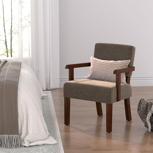 Accent Chair, Living Room Chairs Oversized with Soft Seat | Armchair with Solid Wood Frame, Comfy Reading Chair for Bedroom, Waiting Room, Home Office, Easy Assembly - color: Brown, size: Chair