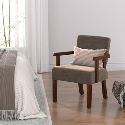 Accent Chair, Living Room Chairs Oversized with Soft Seat | Armchair with Solid Wood Frame, Comfy Reading Chair for Bedroom, Waiting Room, Home Office, Easy Assembly - color: Brown, size: Chair