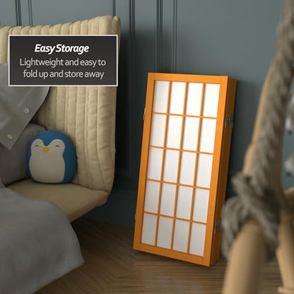 2 ft. Short Desktop Window Pane Shoji Screen - Honey - 5 Panels - color: Honey, size: 5 Panel