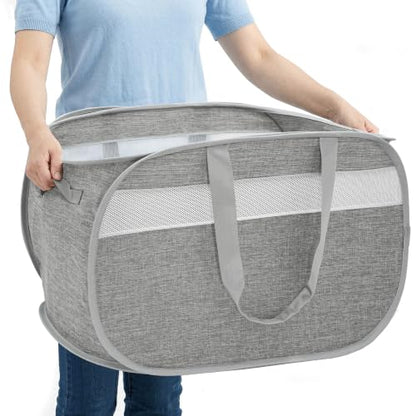 100L Collapsible Laundry Baskets, Foldable Dual Handles Laundry Hamper Grey | Lightweight, Easy to Carry, Up and Downstairs, Tear-Proof, Space-saving, for Laundry Room, Bedroom, Bathroom, Travel, Dorm - color: 100L Gray