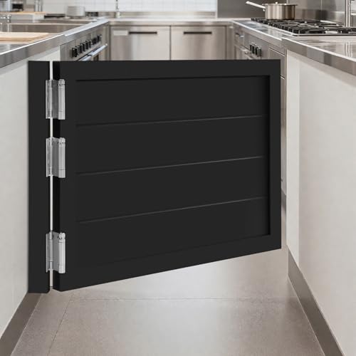 Room Divider Door White | Black Space Saving Sliding Partition Door for Doorways | Farmhouse Style Half Door w/Pull Rope | No-Drill Interior Door for Home Office & Studio (Black, 35.4x23.6in) - color: Black, size: 35.4x23.6in