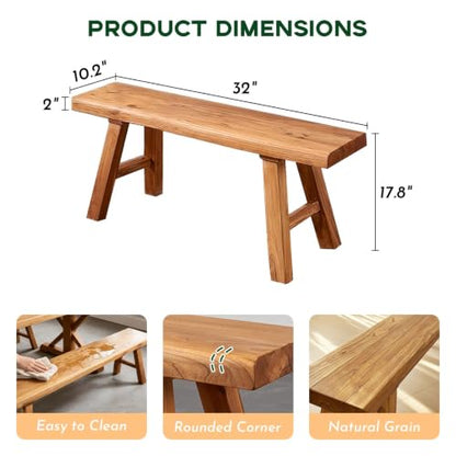 Narrow Entryway Bench Farmhouse Wood End of Bed Bench 20" 32" 39" 47" 55" 63" 71" 79" Sturdy Stable Skinny Long Benchs for Bedroom Hallway Dining Room Porch Easy to Assemble Natural Finish(32") - size: 32"