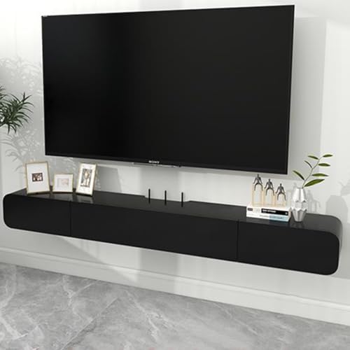 Solid Wood Floating TV Stand Wall Mounted, Black, 47.2" Wall Mounted Entertainment Center Console, Hanging tv Media Shelf for Living Room, Bedroom (DSGBLACK-B, 47.2IN) - color: Dsgblack-b, size: 47.2IN