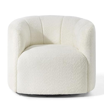Swivel Accent Chair, No Assembly Required Upholstered Boucle Fabric Barrel Chair for Living Room Set of 2, Beige - size: 2 swivel chair