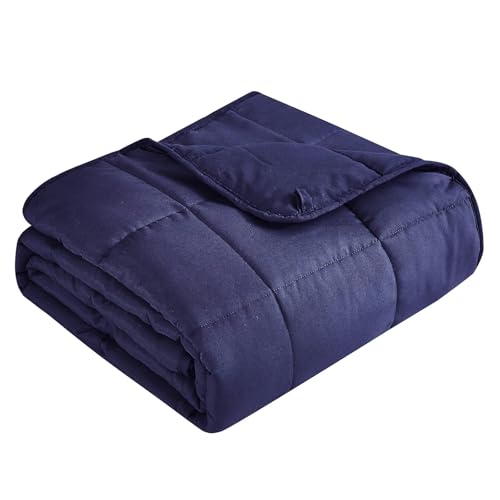 Weighted Blanket (20lbs 80"x87" King Size) Soft Cooling Heavy Blanket Sleeping, Apply to 190-210 lbs Body, Thick Breathable Blanket with Glass Bead, Easy Care - color: 01-navy Blue, size: 80"×87"-20lbs