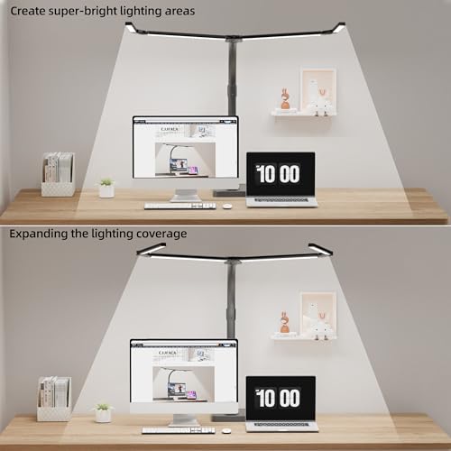 Office Home Desk Lamp,24W Super Bright Eye-Care Desk Lamp,Adjustable Gooseneck Office LED Task Light with Soft Non-Glare Lighting,Suitable for Studying,Reading (Black) (Plus) - size: Plus